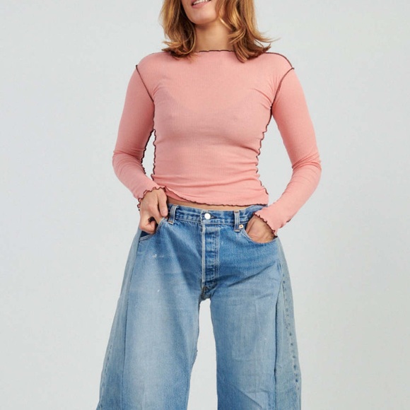 Pink Long Sleeve Women's Top - Picture 2 of 7